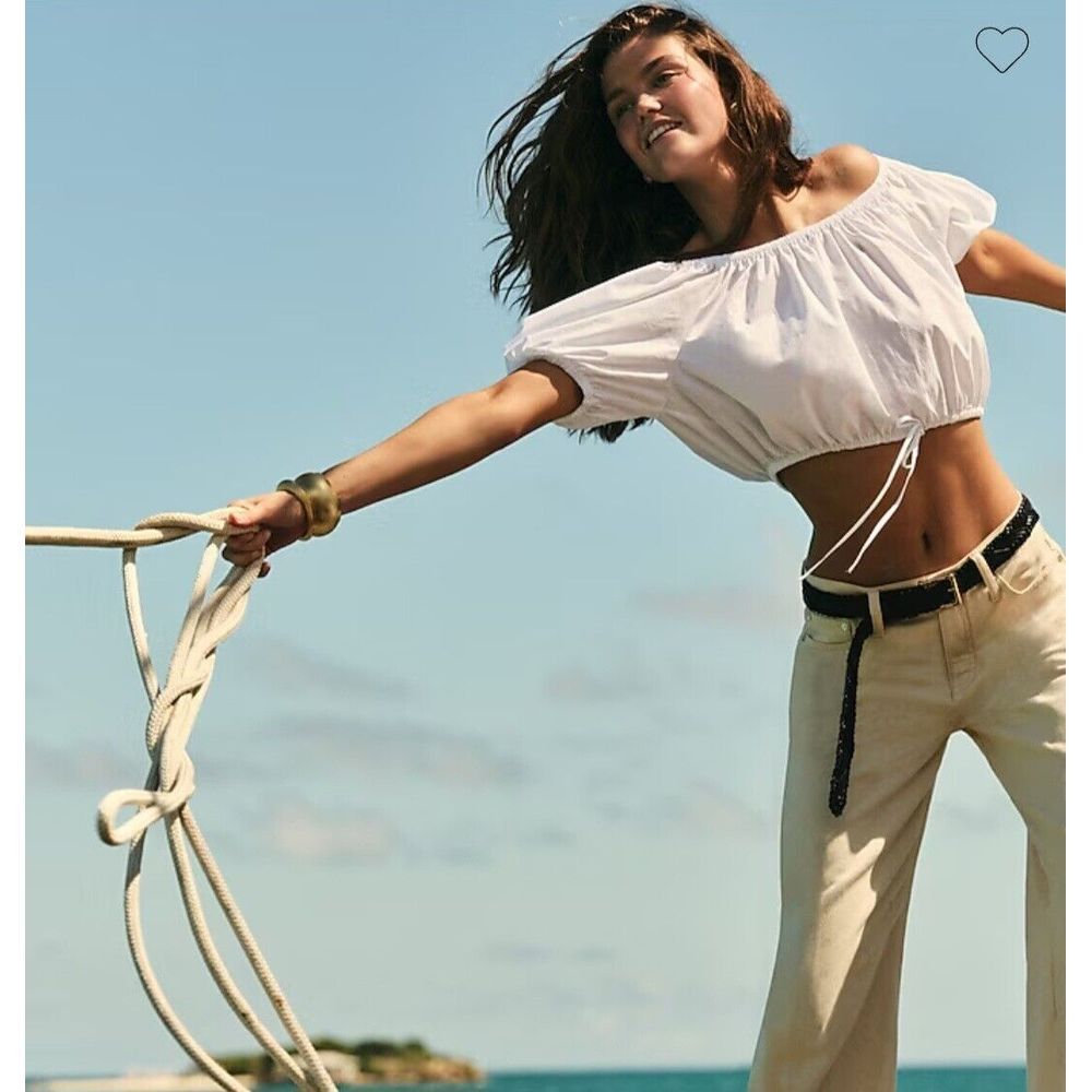 J. Crew White Off-Shoulder Crop Top
